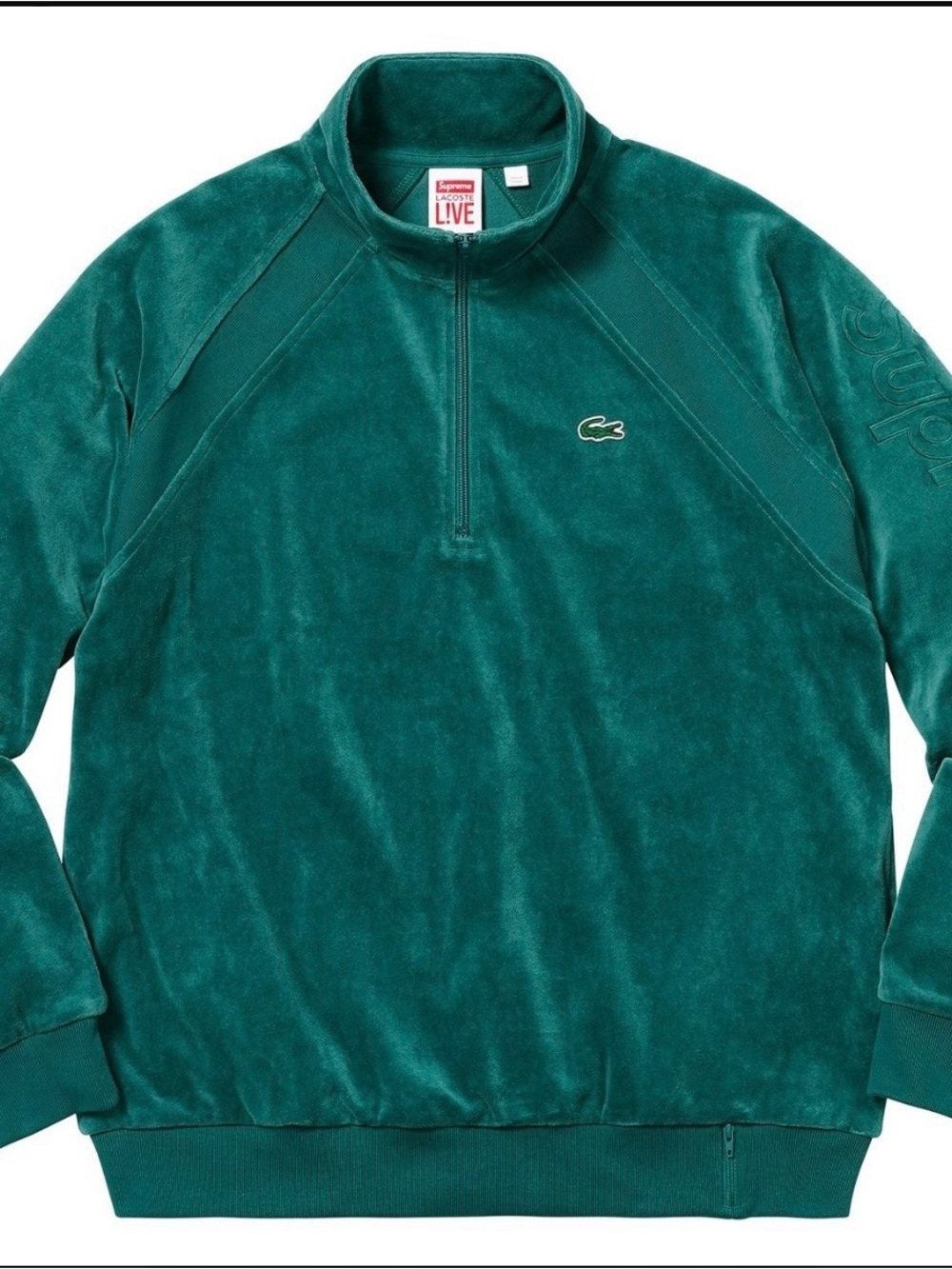 Supreme Green Velvet Quarter-Zip Sweater